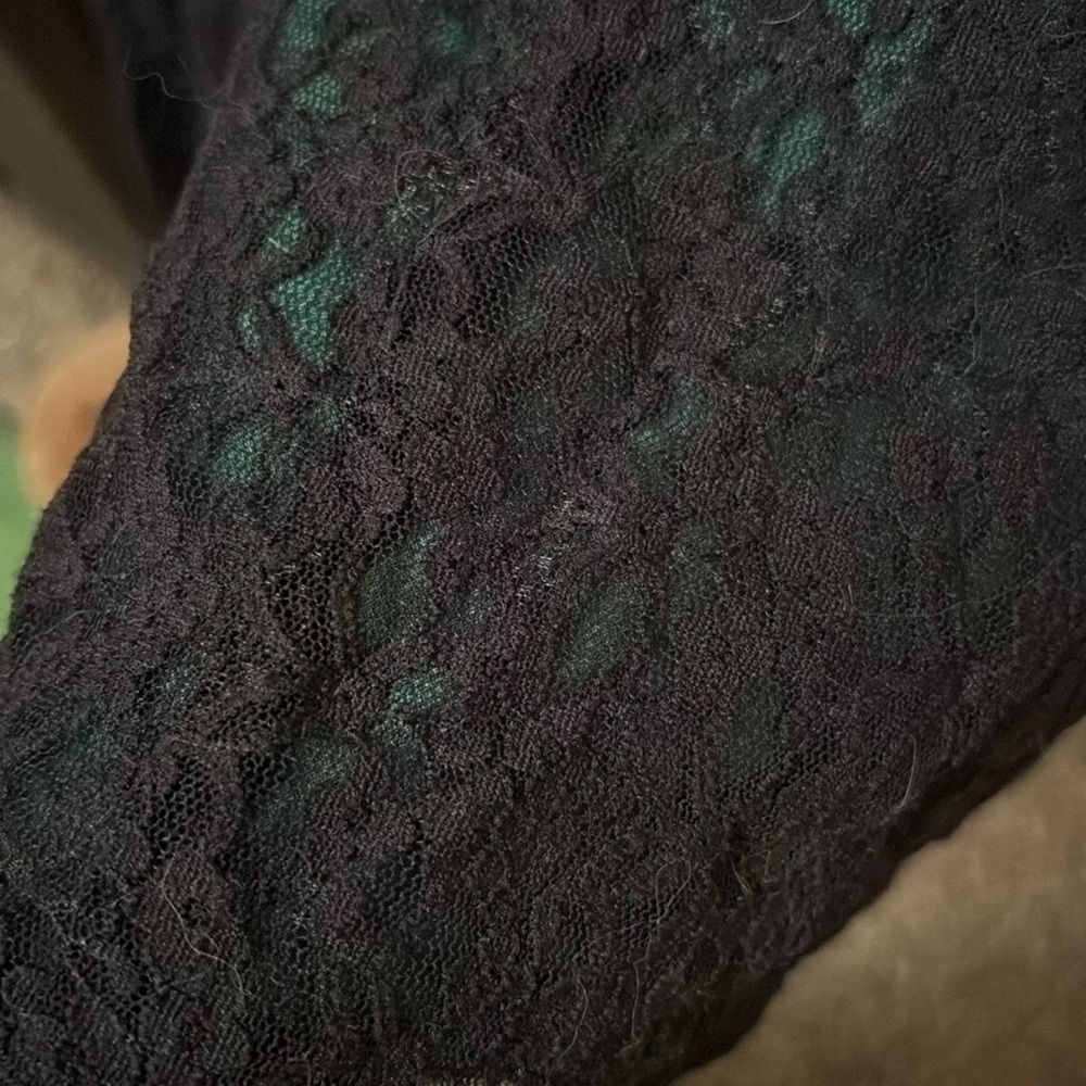 eShakti women's dress size 10 pockets Black lace over Green Ruched waist NWOT 💚🖤 - Picture 7 of 9